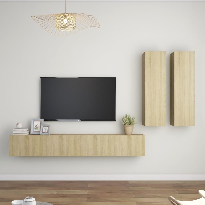 4-tlg. TV-Schrank-Set Sonoma-Eiche Holzwerkstoff 4-tlg. TV-Schrank-Set Sonoma-Eiche Holzwerkstoff