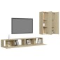 4-tlg. TV-Schrank-Set Sonoma-Eiche Holzwerkstoff 4-tlg. TV-Schrank-Set Sonoma-Eiche Holzwerkstoff