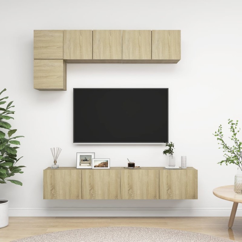 5-tlg. TV-Schrank-Set Sonoma-Eiche Holzwerkstoff 5-tlg. TV-Schrank-Set Sonoma-Eiche Holzwerkstoff