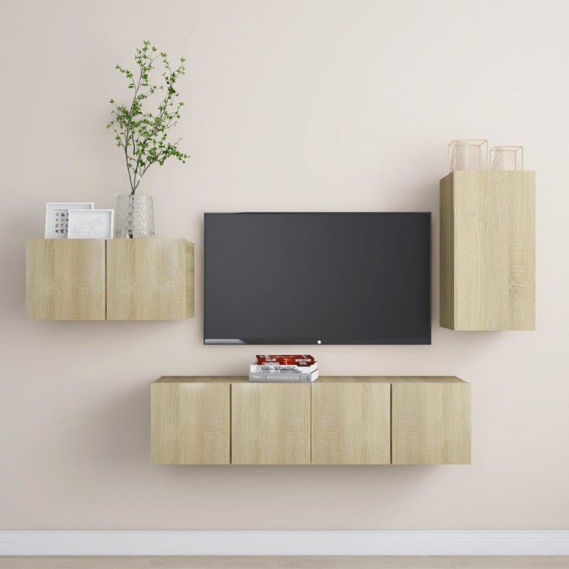 vidaXL 4-tlg. TV-Schrank-Set Sonoma-Eiche Holzwerkstoff vidaXL 4-tlg. TV-Schrank-Set Sonoma-Eiche Holzwerkstoff