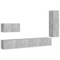 4-tlg. TV-Schrank-Set Betongrau Holzwerkstoff 4-tlg. TV-Schrank-Set Betongrau Holzwerkstoff