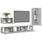 4-tlg. TV-Schrank-Set Betongrau Holzwerkstoff 4-tlg. TV-Schrank-Set Betongrau Holzwerkstoff