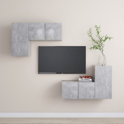 4-tlg. TV-Schrank-Set Betongrau Holzwerkstoff