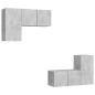 4-tlg. TV-Schrank-Set Betongrau Holzwerkstoff 4-tlg. TV-Schrank-Set Betongrau Holzwerkstoff