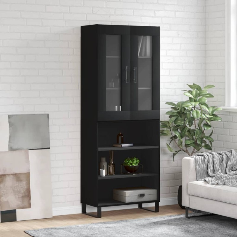 Highboard Schwarz 69,5x34x180 cm Holzwerkstoff Highboard Schwarz 69,5x34x180 cm Holzwerkstoff