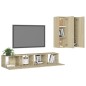 4-tlg. TV-Schrank-Set Sonoma-Eiche Holzwerkstoff 4-tlg. TV-Schrank-Set Sonoma-Eiche Holzwerkstoff