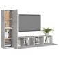 4-tlg. TV-Schrank-Set Betongrau Holzwerkstoff 4-tlg. TV-Schrank-Set Betongrau Holzwerkstoff