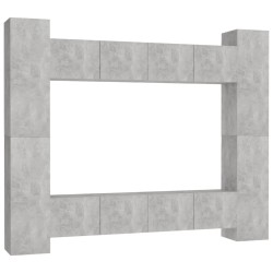 vidaXL 8-tlg. TV-Schrank-Set Betongrau Holzwerkstoff