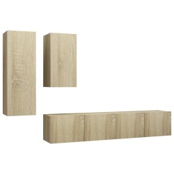 vidaXL 4-tlg. TV-Schrank-Set Sonoma-Eiche Holzwerkstoff