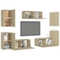 7-tlg. TV-Schrank-Set Sonoma-Eiche Holzwerkstoff 7-tlg. TV-Schrank-Set Sonoma-Eiche Holzwerkstoff
