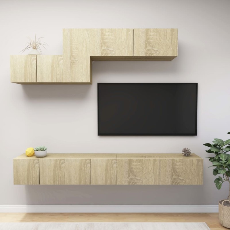 vidaXL 6-tlg. TV-Schrank-Set Sonoma-Eiche Holzwerkstoff vidaXL 6-tlg. TV-Schrank-Set Sonoma-Eiche Holzwerkstoff