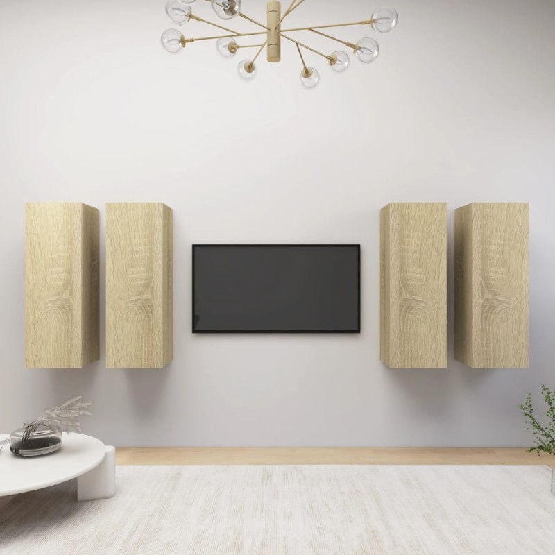 TV-Schränke 4 Stk. Sonoma-Eiche 30,5x30x90 cm Holzwerkstoff TV-Schränke 4 Stk. Sonoma-Eiche 30,5x30x90 cm Holzwerkstoff