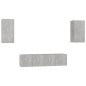 4-tlg. TV-Schrank-Set Betongrau Holzwerkstoff 4-tlg. TV-Schrank-Set Betongrau Holzwerkstoff