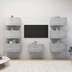 TV-Schränke 7 Stk. Betongrau 30,5x30x60 cm Holzwerkstoff