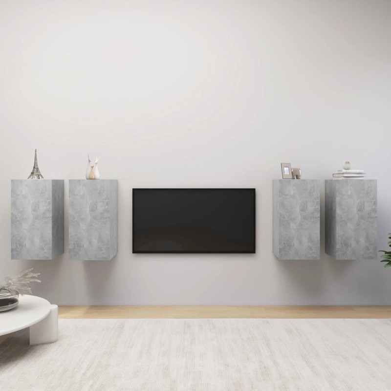 vidaXL TV-Schränke 4 Stk. Betongrau 30,5x30x60 cm Holzwerkstoff vidaXL TV-Schränke 4 Stk. Betongrau 30,5x30x60 cm Holzwerkstoff