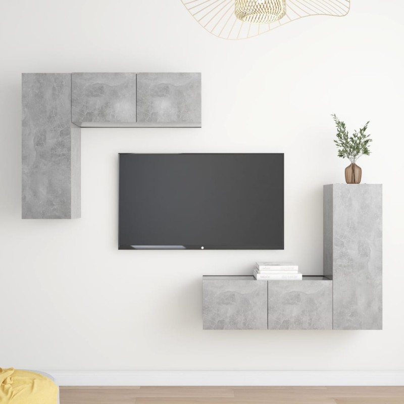 vidaXL 4-tlg. TV-Schrank-Set Betongrau Holzwerkstoff vidaXL 4-tlg. TV-Schrank-Set Betongrau Holzwerkstoff