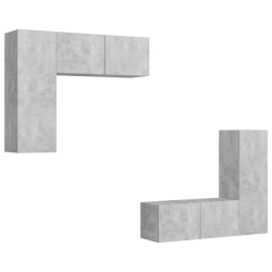 vidaXL 4-tlg. TV-Schrank-Set Betongrau Holzwerkstoff