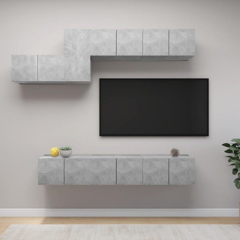 vidaXL 7-tlg. TV-Schrank-Set Betongrau Holzwerkstoff vidaXL 7-tlg. TV-Schrank-Set Betongrau Holzwerkstoff