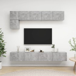 vidaXL 5-tlg. TV-Schrank-Set Betongrau Holzwerkstoff
