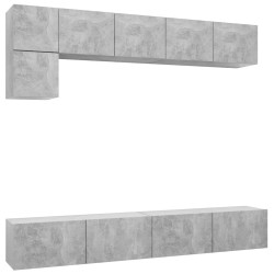 vidaXL 5-tlg. TV-Schrank-Set Betongrau Holzwerkstoff