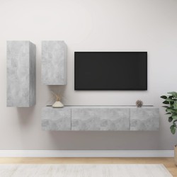 4-tlg. TV-Schrank-Set Betongrau Spanplatte