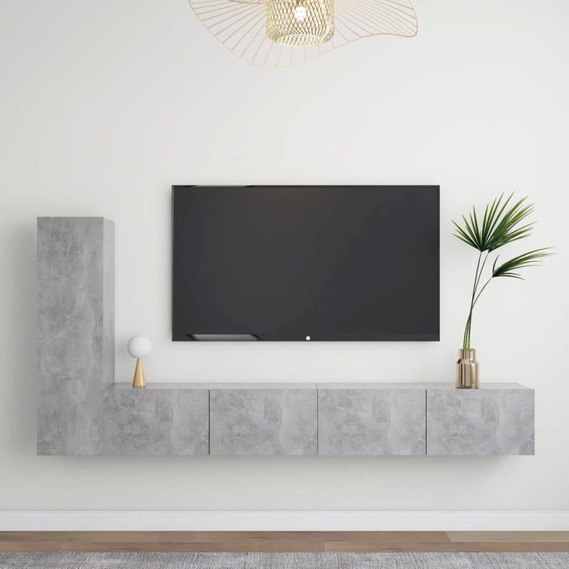 3-tlg. TV-Schrank-Set Betongrau Holzwerkstoff 3-tlg. TV-Schrank-Set Betongrau Holzwerkstoff