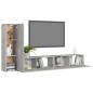 3-tlg. TV-Schrank-Set Betongrau Holzwerkstoff 3-tlg. TV-Schrank-Set Betongrau Holzwerkstoff