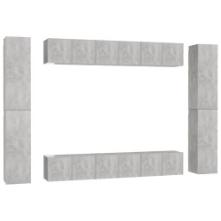 vidaXL 10-tlg. TV-Schrank-Set Betongrau Holzwerkstoff