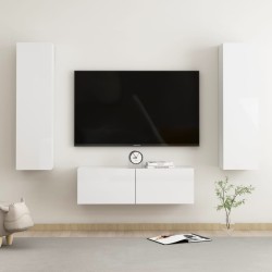 3-tlg. TV-Schrank-Set Hochglanz-Weiß Holzwerkstoff