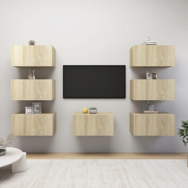 vidaXL TV-Schränke 7 Stk. Sonoma-Eiche 30,5x30x60 cm Holzwerkstoff vidaXL TV-Schränke 7 Stk. Sonoma-Eiche 30,5x30x60 cm Holzwerkstoff