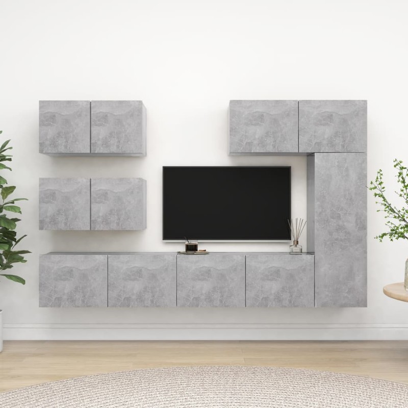 vidaXL 6-tlg. TV-Schrank-Set Betongrau Holzwerkstoff vidaXL 6-tlg. TV-Schrank-Set Betongrau Holzwerkstoff
