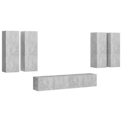 vidaXL 6-tlg. TV-Schrank-Set Betongrau Holzwerkstoff