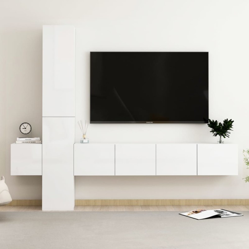5-tlg. TV-Schrank-Set Hochglanz-Weiß Holzwerkstoff 5-tlg. TV-Schrank-Set Hochglanz-Weiß Holzwerkstoff