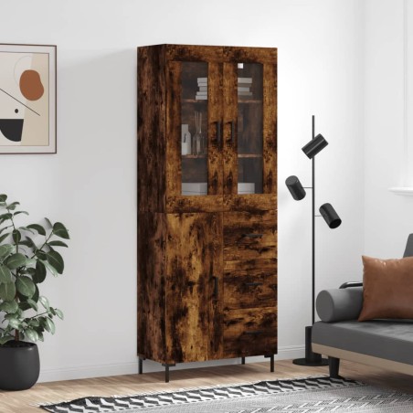 Highboard Räuchereiche 69,5x34x180 cm Holzwerkstoff