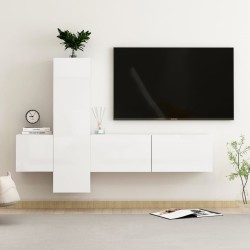 vidaXL 3-tlg. TV-Schrank-Set Hochglanz-Weiß Holzwerkstoff