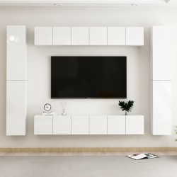 10-tlg. TV-Schrank-Set Hochglanz-Weiß Holzwerkstoff