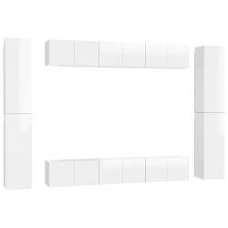 10-tlg. TV-Schrank-Set Hochglanz-Weiß Holzwerkstoff