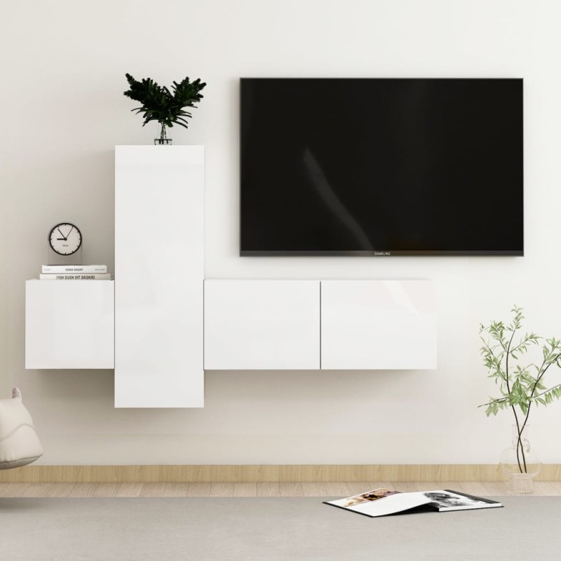 3-tlg. TV-Schrank-Set Hochglanz-Weiß Holzwerkstoff 3-tlg. TV-Schrank-Set Hochglanz-Weiß Holzwerkstoff