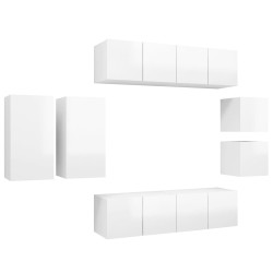 vidaXL 8-tlg. TV-Schrank-Set Hochglanz-Weiß Holzwerkstoff