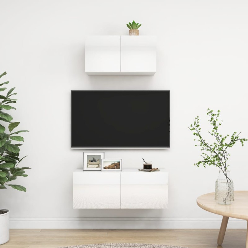 2-tlg. TV-Schrank-Set Hochglanz-Weiß Holzwerkstoff 2-tlg. TV-Schrank-Set Hochglanz-Weiß Holzwerkstoff