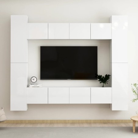 8-tlg. TV-Schrank-Set Hochglanz-Weiß Holzwerkstoff