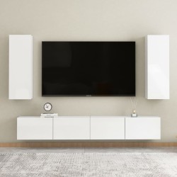 4-tlg. TV-Schrank-Set Hochglanz-Weiß Holzwerkstoff