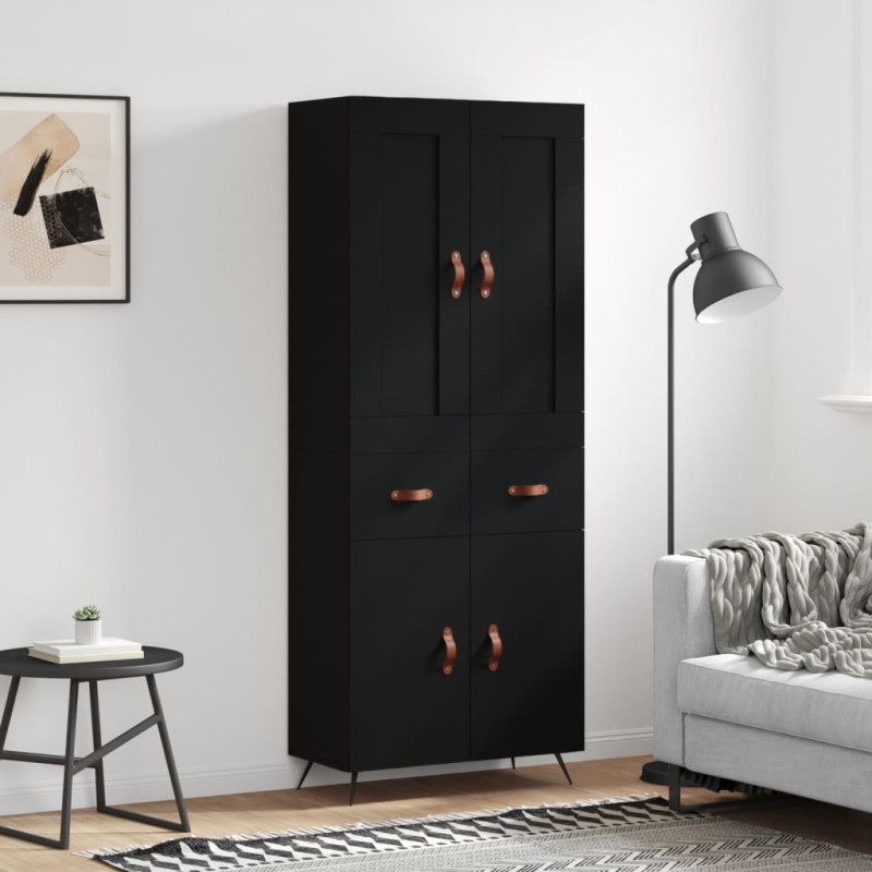Highboard Schwarz 69,5x34x180 cm Holzwerkstoff Highboard Schwarz 69,5x34x180 cm Holzwerkstoff