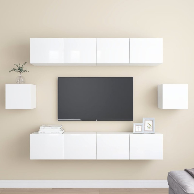 6-tlg. TV-Schrank-Set Hochglanz-Weiß Holzwerkstoff 6-tlg. TV-Schrank-Set Hochglanz-Weiß Holzwerkstoff