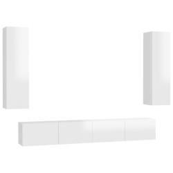 4-tlg. TV-Schrank-Set Hochglanz-Weiß Holzwerkstoff