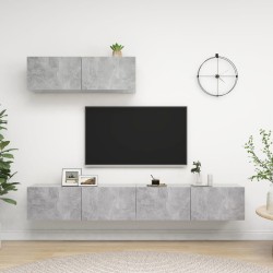 vidaXL TV-Schränke 3 Stk. Betongrau Holzwerkstoff