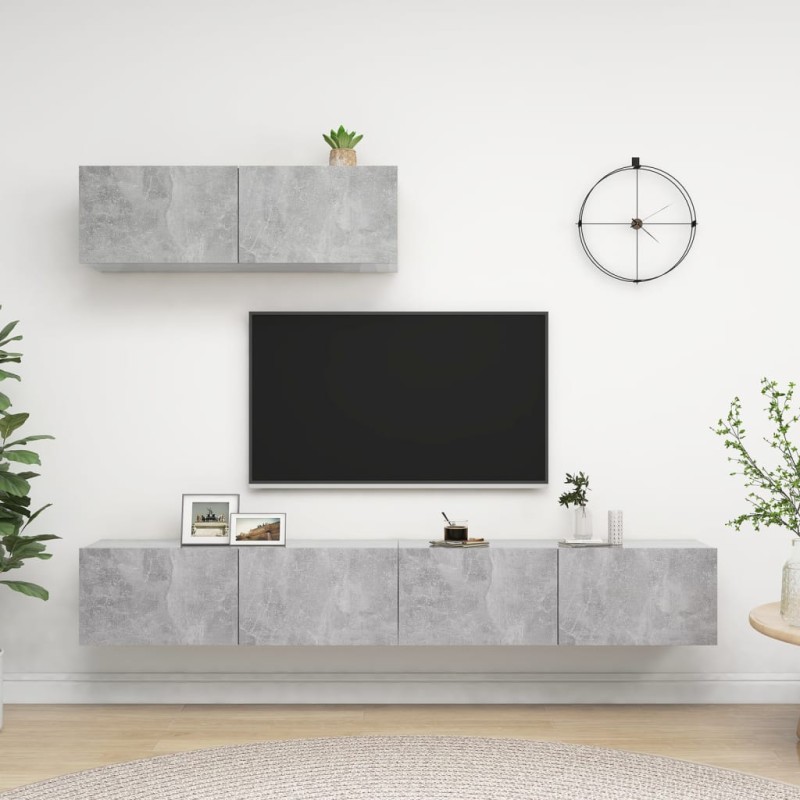 vidaXL TV-Schränke 3 Stk. Betongrau Holzwerkstoff vidaXL TV-Schränke 3 Stk. Betongrau Holzwerkstoff