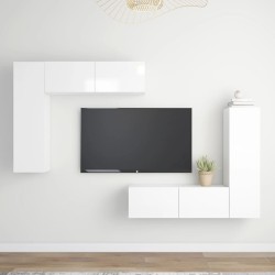 vidaXL 4-tlg. TV-Schrank-Set Hochglanz-Weiß Holzwerkstoff