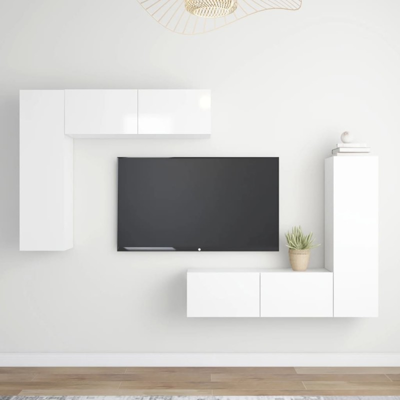 vidaXL 4-tlg. TV-Schrank-Set Hochglanz-Weiß Holzwerkstoff vidaXL 4-tlg. TV-Schrank-Set Hochglanz-Weiß Holzwerkstoff