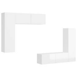 vidaXL 4-tlg. TV-Schrank-Set Hochglanz-Weiß Holzwerkstoff
